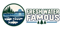 Fresh Water Famous primary logo with freshwater fish and lake scene